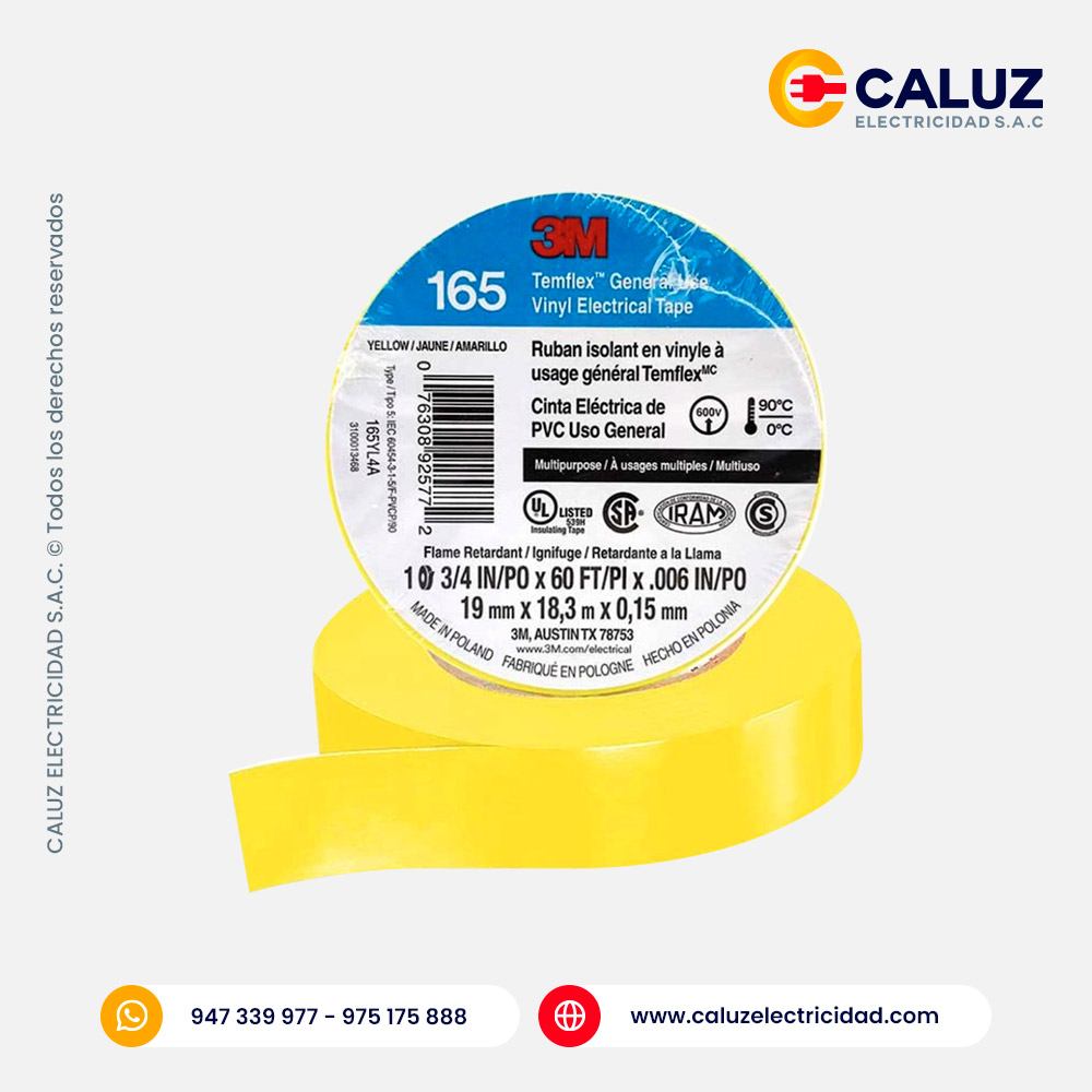 Cinta aislante 3M Temflex 165 Amarilla