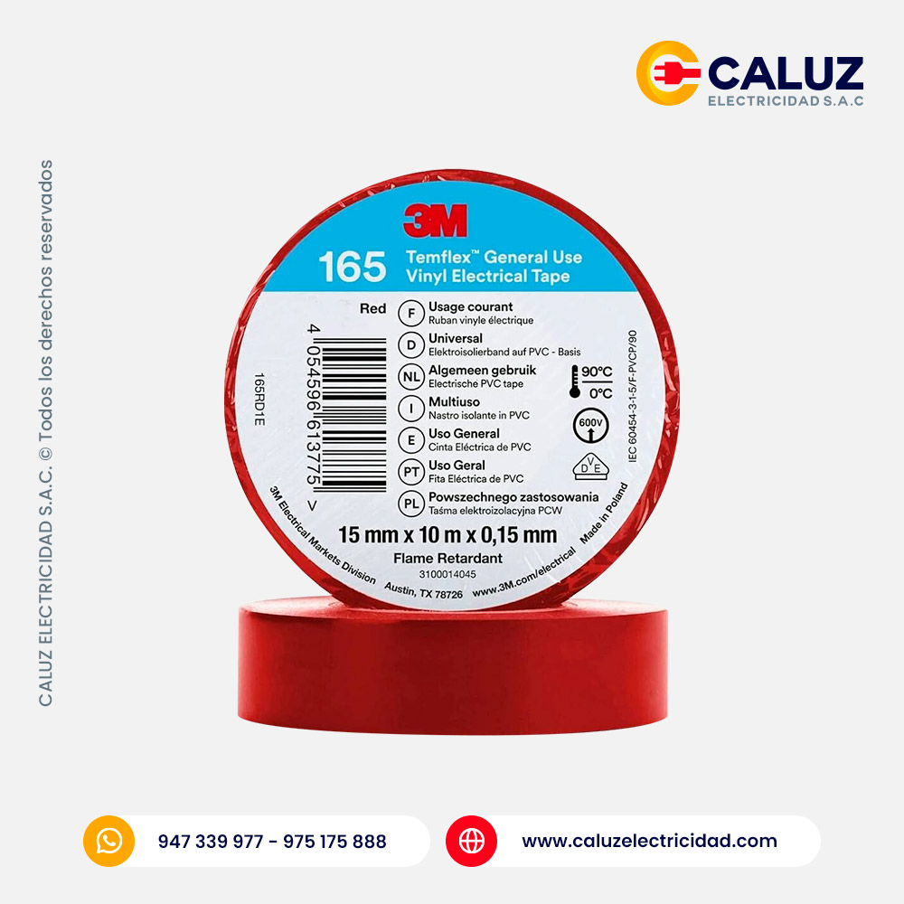 Cinta aislante 3M Temflex 165 Rojo